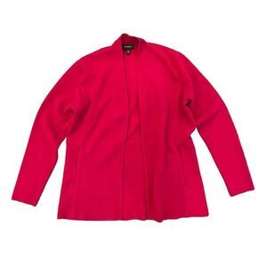 Talbots Open Cardigan Red Cotton/Rayon Pockets Women's XS